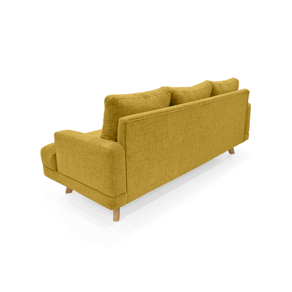 Sofá Lisboa Mostaza Dicosta y Matiz Natural 192x85cm de Tres Puestos con Apoya Brazos