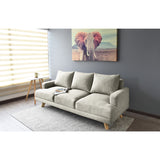 Sofá Lisboa Taupe Dicosta y Matiz Natural 192x85cm de Tres Puestos con Apoya Brazos