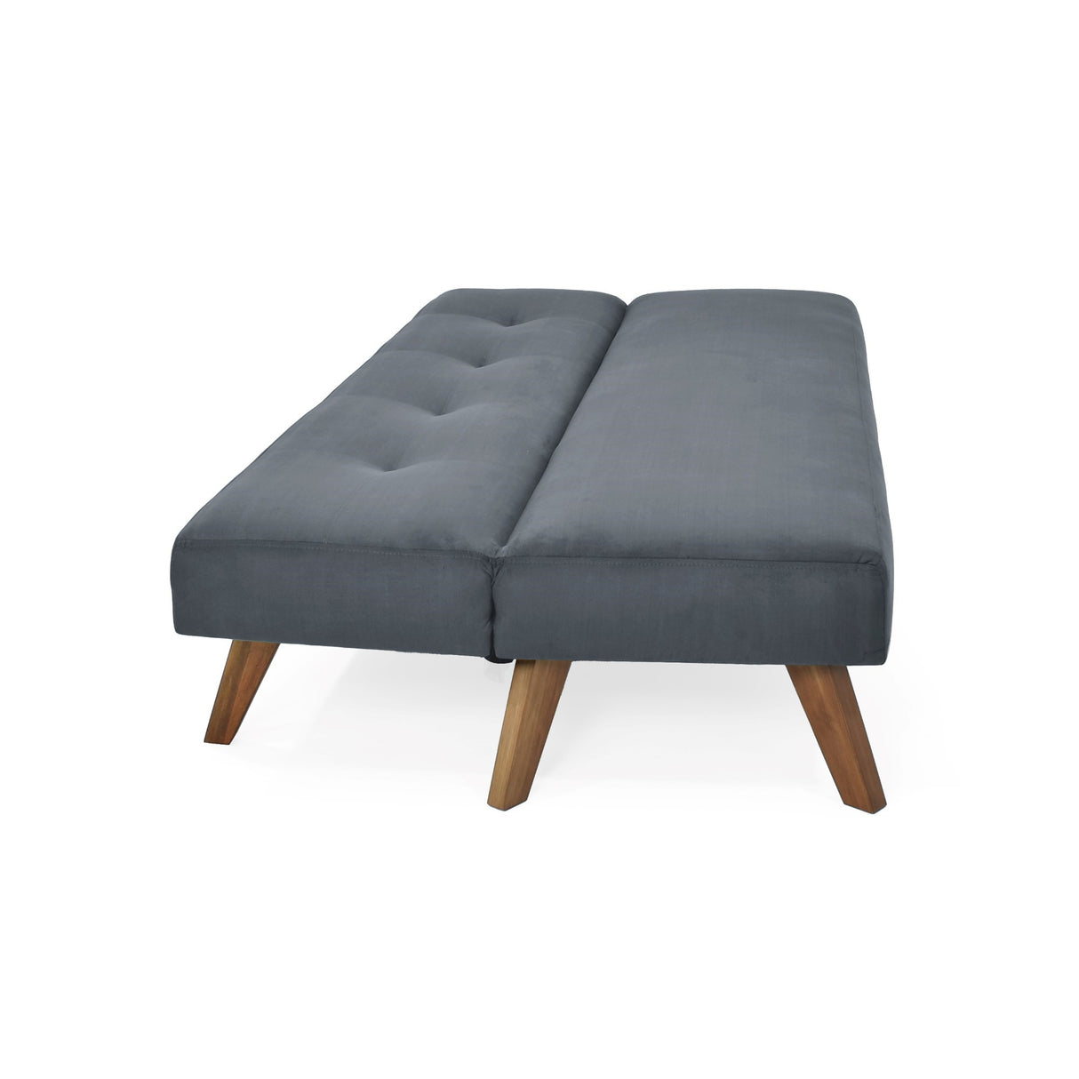 Sofá Cama London Gris Denver y Matiz Caoba 180x78cm de Dos Puestos Reclinable sin Apoya Brazos