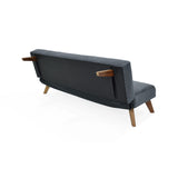 Sofá Cama London Gris Denver y Matiz Caoba 180x78cm de Dos Puestos Reclinable sin Apoya Brazos