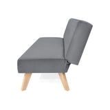 Sofá Cama London Gris Denver y Matiz Natural 180x78cm de Dos Puestos Reclinable sin Apoya Brazos