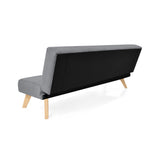 Sofá Cama London Gris Denver y Matiz Natural 180x78cm de Dos Puestos Reclinable sin Apoya Brazos