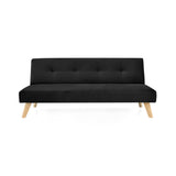 Sofá Cama London Negro Denver y Matiz Natural 180x78cm de Dos Puestos Reclinable sin Apoya Brazos