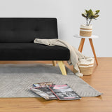 Sofá Cama London Negro Denver y Matiz Natural 180x78cm de Dos Puestos Reclinable sin Apoya Brazos