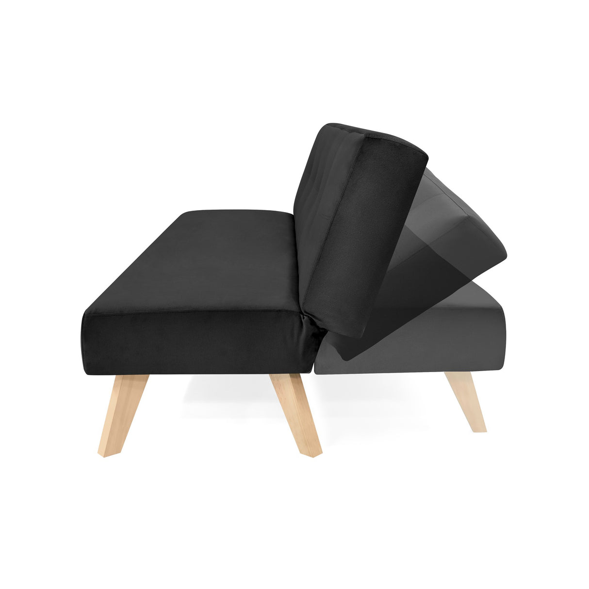 Sofá Cama London Negro Denver y Matiz Natural 180x78cm de Dos Puestos Reclinable sin Apoya Brazos