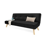 Sofá Cama London Negro Denver y Matiz Natural 180x78cm de Dos Puestos Reclinable sin Apoya Brazos