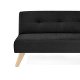 Sofá Cama London Negro Denver y Matiz Natural 180x78cm de Dos Puestos Reclinable sin Apoya Brazos