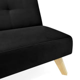 Sofá Cama London Negro Denver y Matiz Natural 180x78cm de Dos Puestos Reclinable sin Apoya Brazos