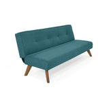 Sofá Cama London Petróleo Denver y Matiz Caoba 180x78cm de Dos Puestos Reclinable sin Apoya Brazos