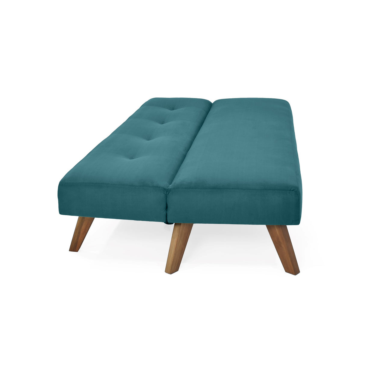 Sofá Cama London Petróleo Denver y Matiz Caoba 180x78cm de Dos Puestos Reclinable sin Apoya Brazos