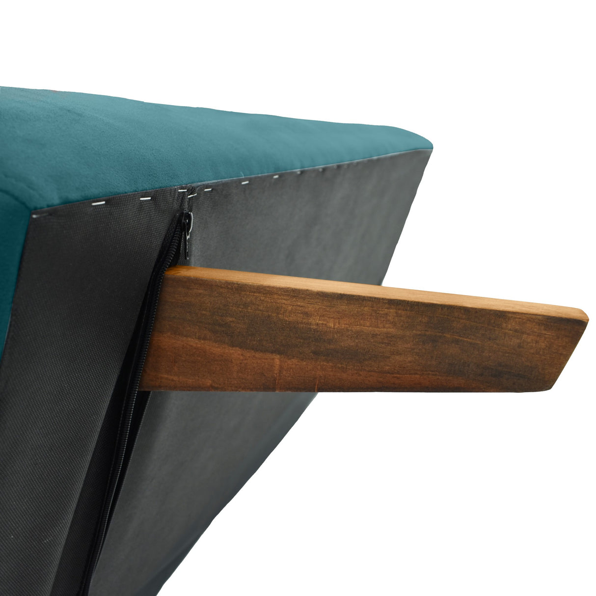 Sofá Cama London Petróleo Denver y Matiz Caoba 180x78cm de Dos Puestos Reclinable sin Apoya Brazos