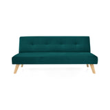 Sofá Cama London Petróleo Denver y Matiz Natural 180x78cm de Dos Puestos Reclinable sin Apoya Brazos