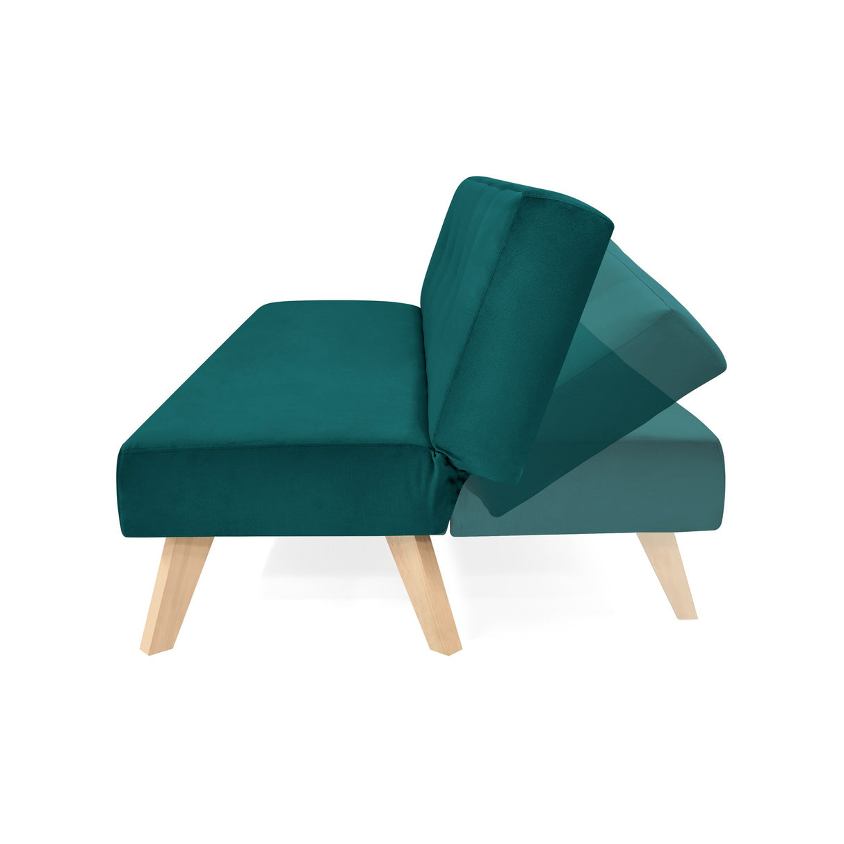 Sofá Cama London Petróleo Denver y Matiz Natural 180x78cm de Dos Puestos Reclinable sin Apoya Brazos