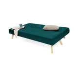 Sofá Cama London Petróleo Denver y Matiz Natural 180x78cm de Dos Puestos Reclinable sin Apoya Brazos