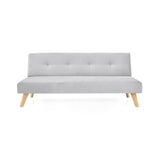 Sofá Cama London Plata Denver y Matiz Natural 180x78cm de Dos Puestos Reclinable sin Apoya Brazos
