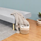 Sofá Cama London Plata Denver y Matiz Natural 180x78cm de Dos Puestos Reclinable sin Apoya Brazos