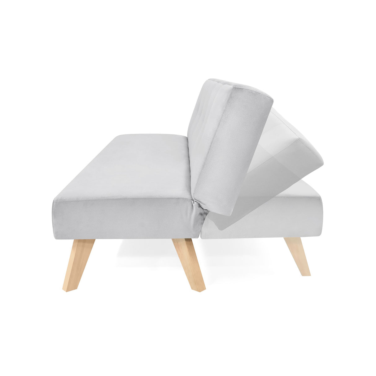 Sofá Cama London Plata Denver y Matiz Natural 180x78cm de Dos Puestos Reclinable sin Apoya Brazos