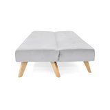 Sofá Cama London Plata Denver y Matiz Natural 180x78cm de Dos Puestos Reclinable sin Apoya Brazos