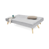 Sofá Cama London Plata Denver y Matiz Natural 180x78cm de Dos Puestos Reclinable sin Apoya Brazos