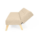 Sofá Cama London Beige Dicosta y Matiz Natural 180x78cm de Dos Puestos Reclinable sin Apoya Brazos