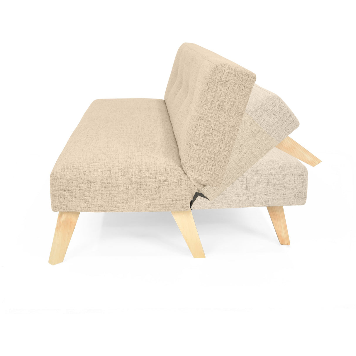 Sofá Cama London Beige Dicosta y Matiz Natural 180x78cm de Dos Puestos Reclinable sin Apoya Brazos