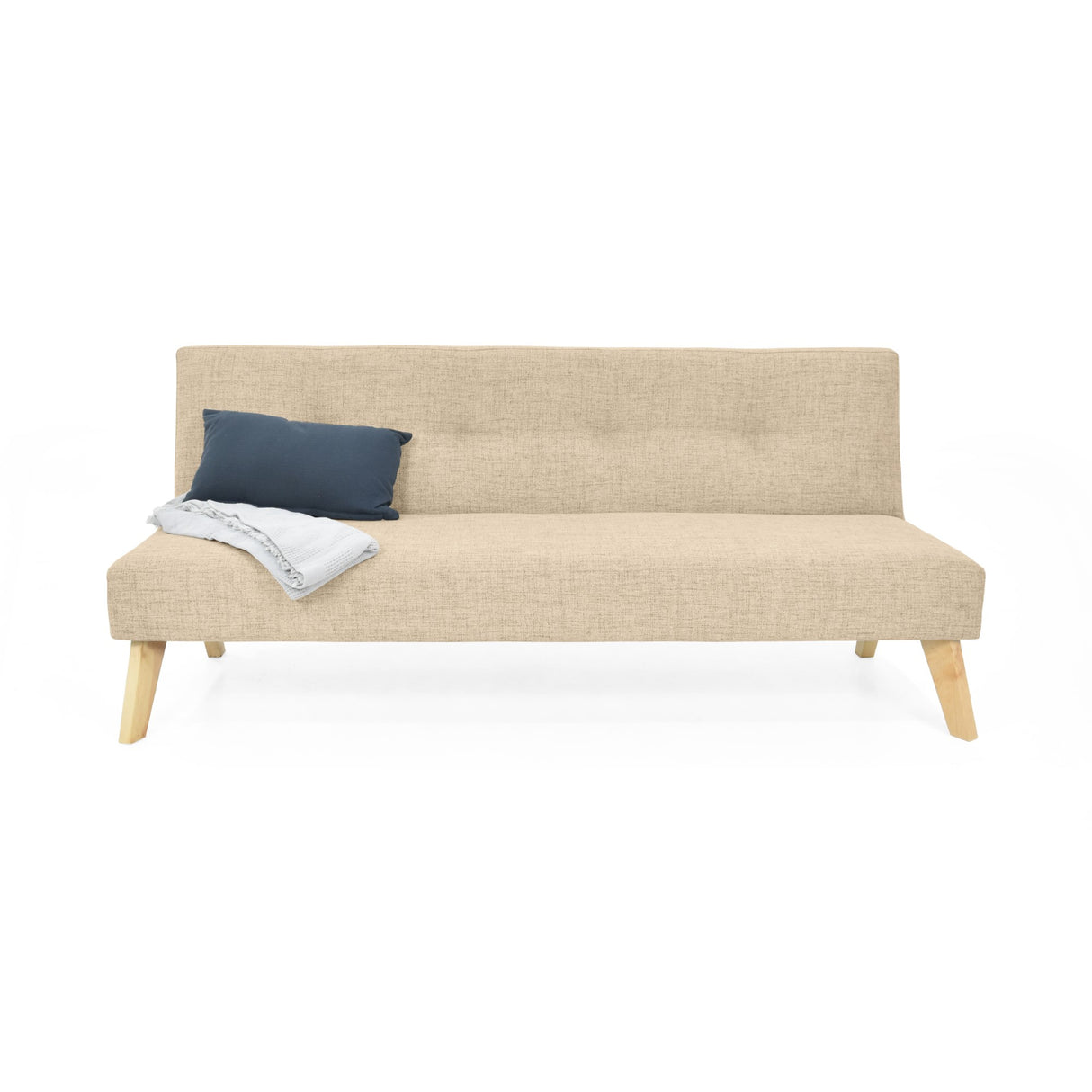 Sofá Cama London Beige Dicosta y Matiz Natural 180x78cm de Dos Puestos Reclinable sin Apoya Brazos