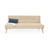Sofá Cama London Beige Dicosta y Matiz Natural 180x78cm de Dos Puestos Reclinable sin Apoya Brazos