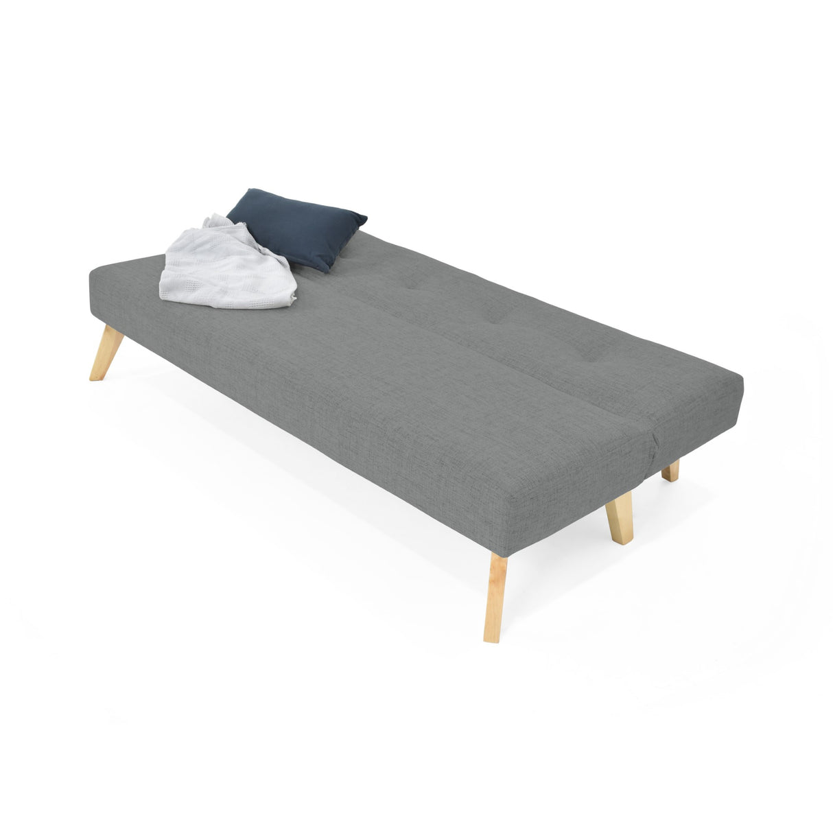 Sofá Cama London Gris Dicosta y Matiz Natural 180x78cm de Dos Puestos Reclinable sin Apoya Brazos