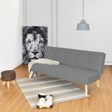 Sofá Cama London Gris Dicosta y Matiz Natural 180x78cm de Dos Puestos Reclinable sin Apoya Brazos