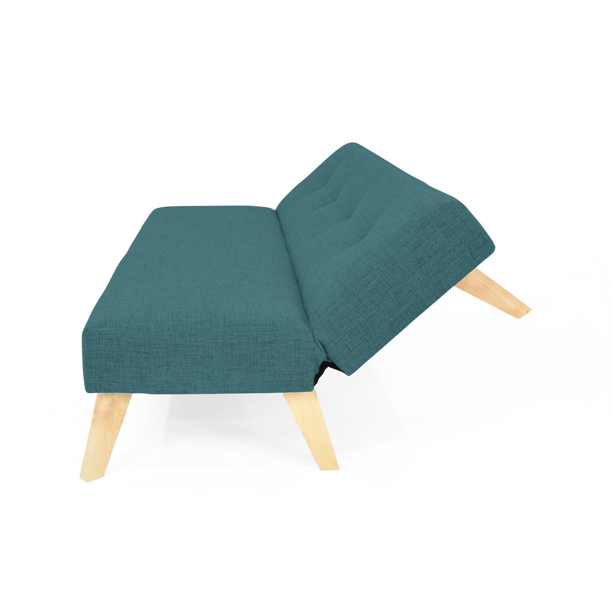 Sofá Cama London Petróleo Eureka y Matiz Natural 180x78cm de Dos Puestos Reclinable sin Apoya Brazos