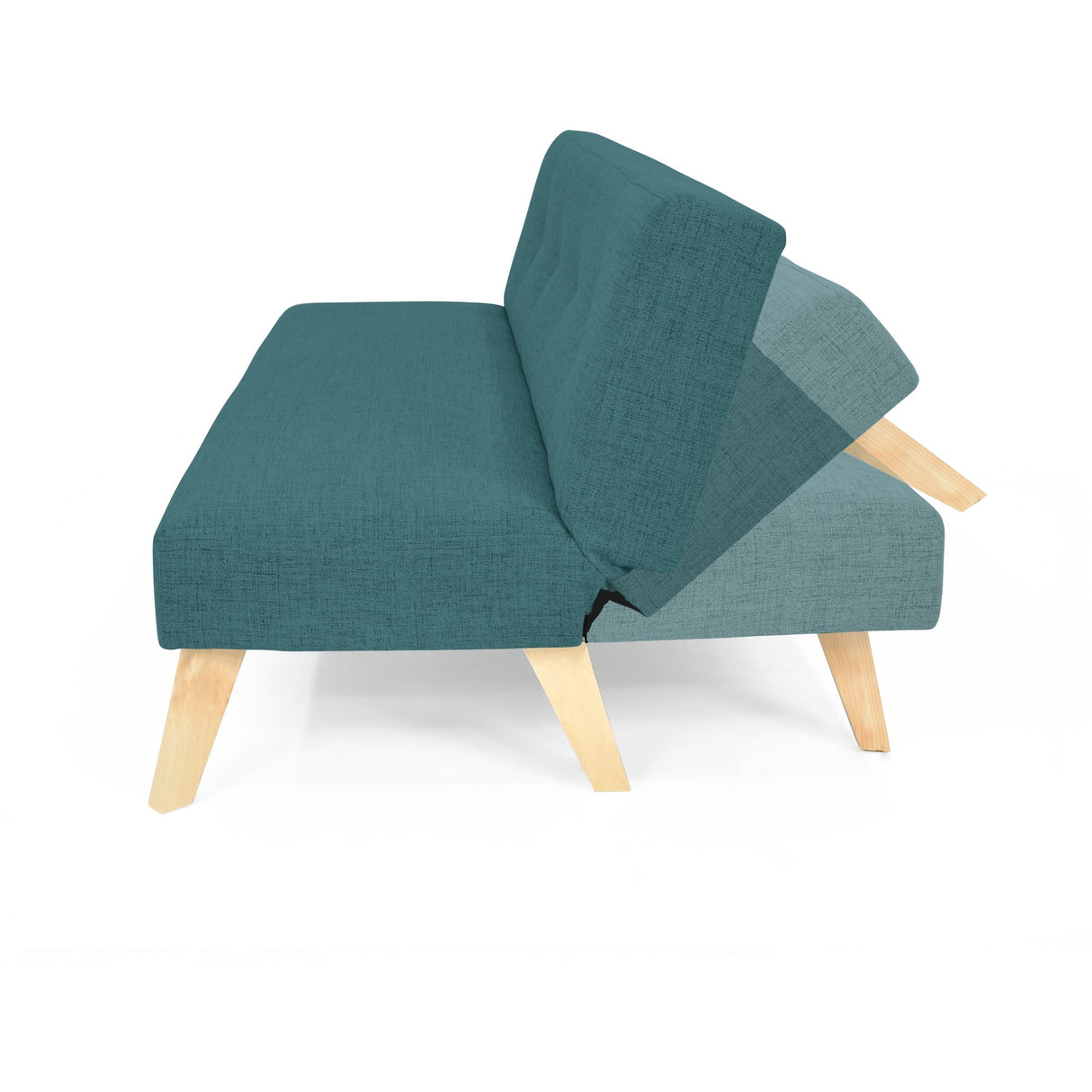 Sofá Cama London Petróleo Eureka y Matiz Natural 180x78cm de Dos Puestos Reclinable sin Apoya Brazos