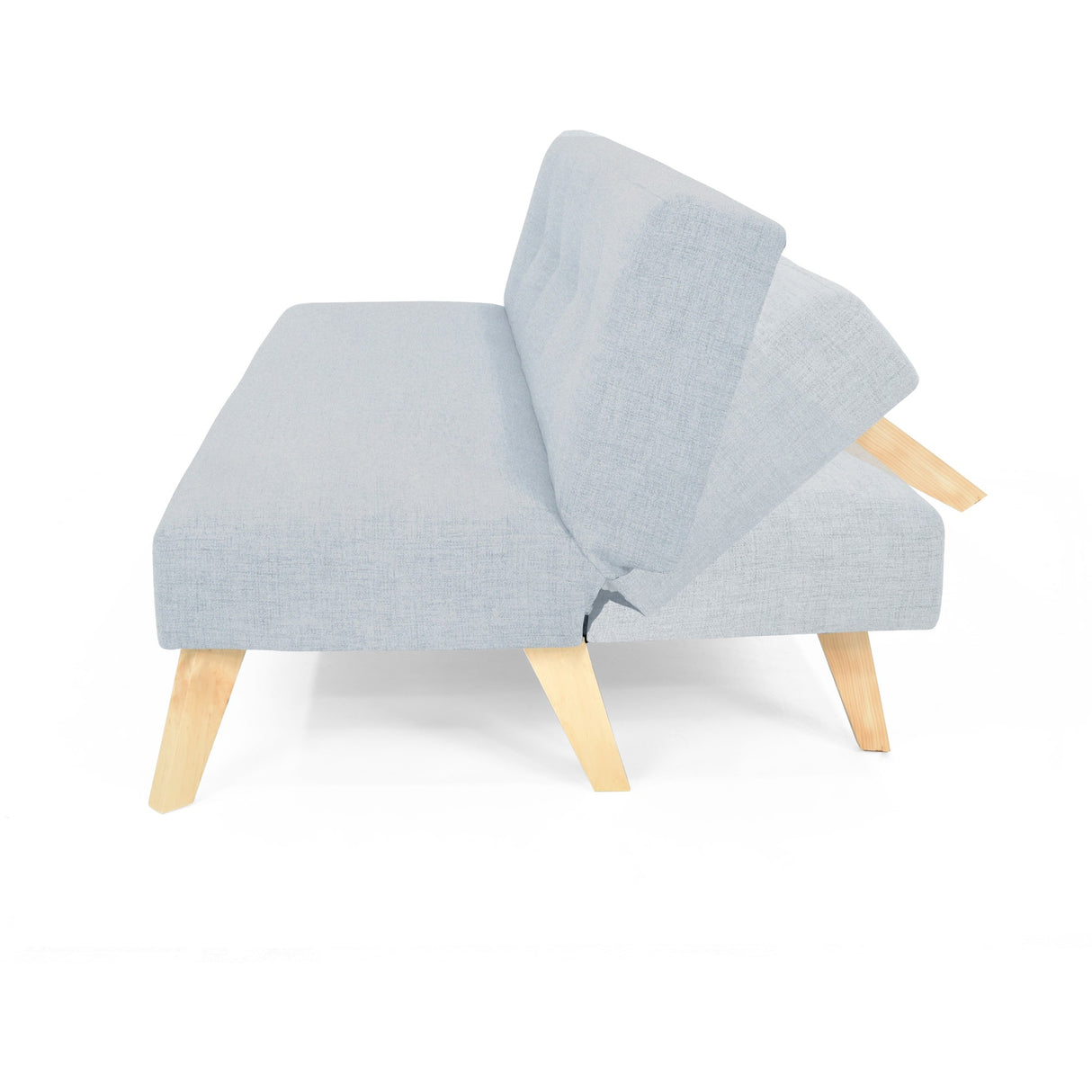 Sofá Cama London Plata Eureka y Matiz Natural 180x78cm de Dos Puestos Reclinable sin Apoya Brazos