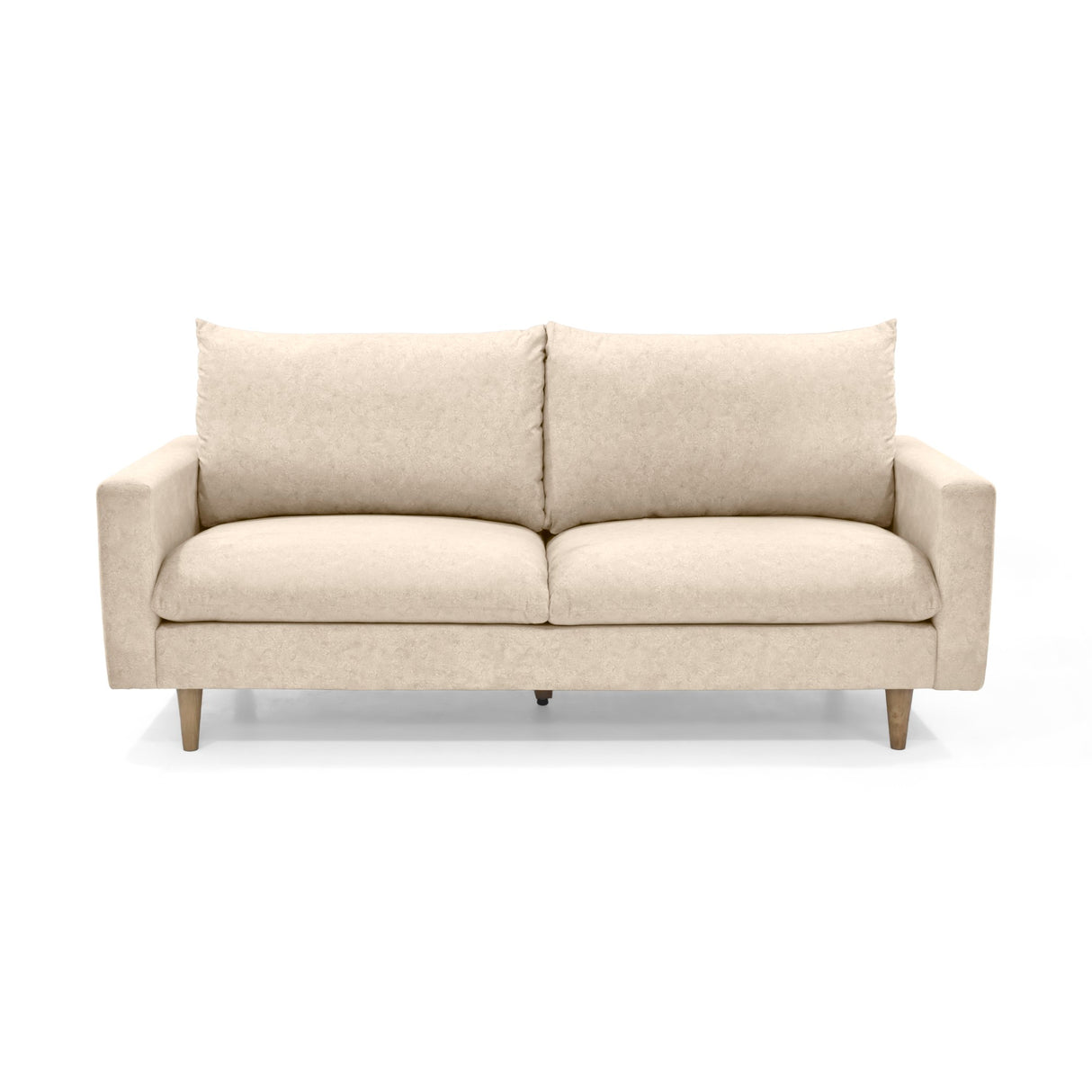 Sofá Louisiana Beige Sky y Matiz Caoba 195x93cm de Tres Puestos con Apoya Brazos