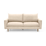 Sofá Louisiana Beige Sky y Matiz Caoba 195x93cm de Tres Puestos con Apoya Brazos