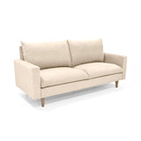 Sofá Louisiana Beige Sky y Matiz Caoba 195x93cm de Tres Puestos con Apoya Brazos