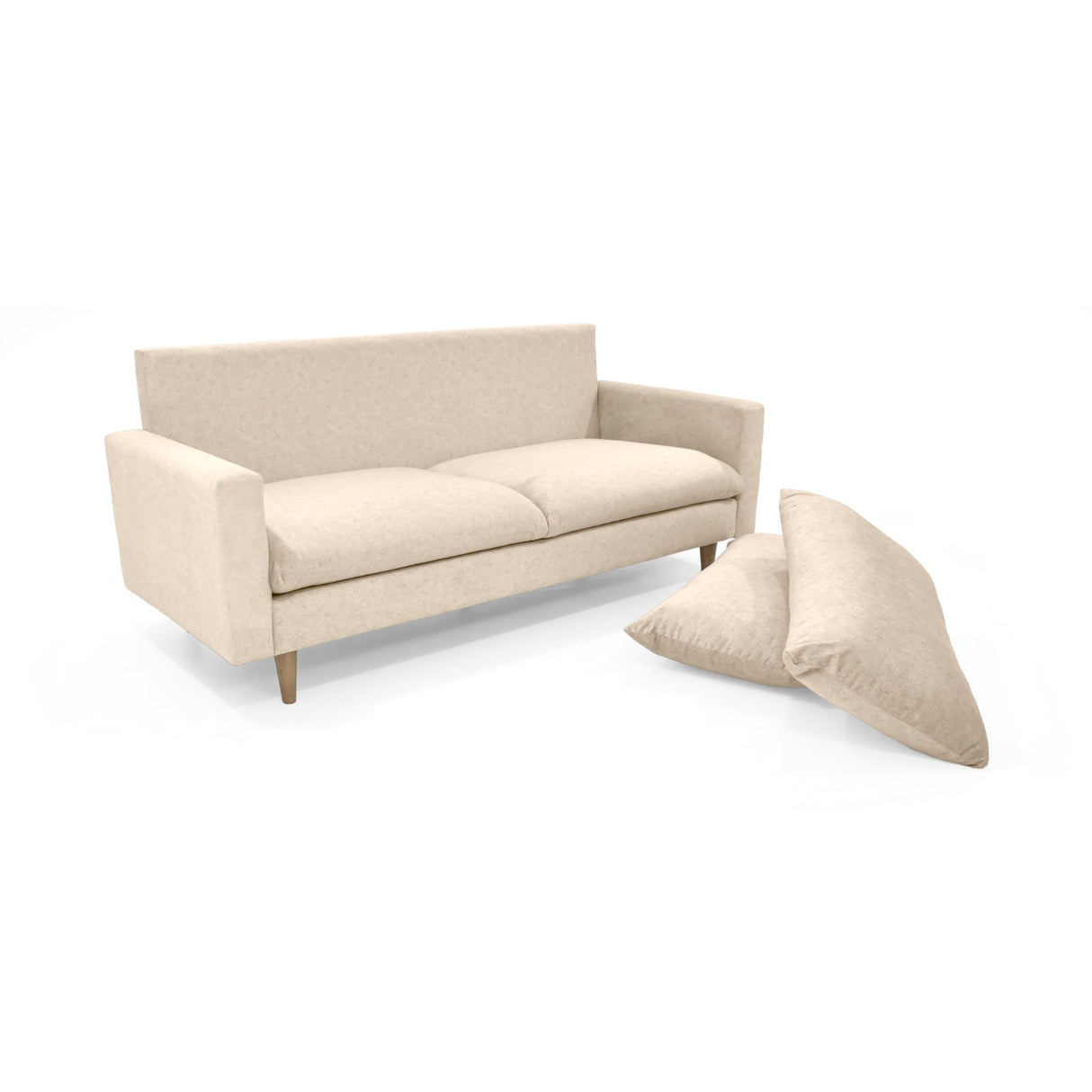 Sofá Louisiana Beige Sky y Matiz Caoba 195x93cm de Tres Puestos con Apoya Brazos