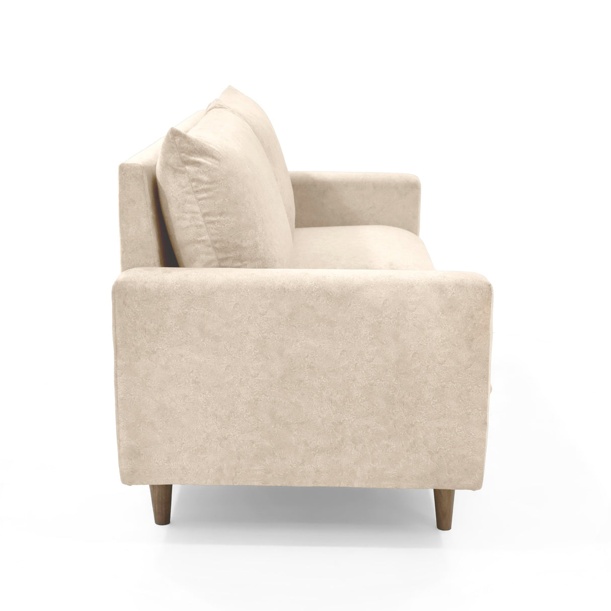 Sofá Louisiana Beige Sky y Matiz Caoba 195x93cm de Tres Puestos con Apoya Brazos