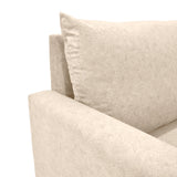 Sofá Louisiana Beige Sky y Matiz Caoba 195x93cm de Tres Puestos con Apoya Brazos