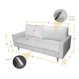 Sofá Louisiana Beige Sky y Matiz Caoba 195x93cm de Tres Puestos con Apoya Brazos