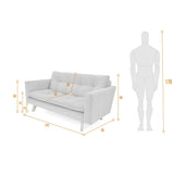 Sofá Manila Gris Dicosta y Matiz Natural 153x80cm de Dos Puestos sin Apoya Brazos