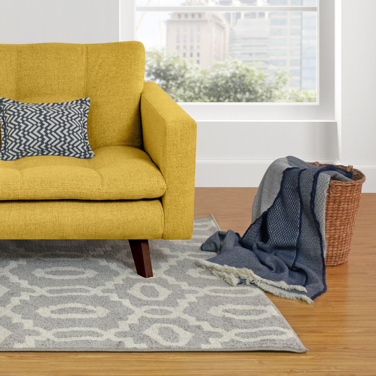Sofá Manila Mostaza Dicosta y Matiz Wengue 153x80cm de Dos Puestos sin Apoya Brazos