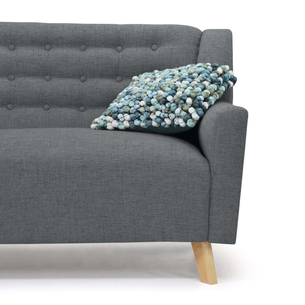 Sofá Marruecos Gris Dicosta y Matiz Natural 140x92cm de Dos Puestos con Apoya Brazos