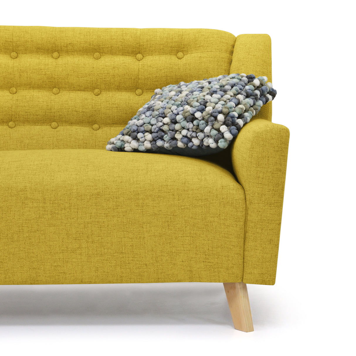 Sofá Marruecos Mostaza Dicosta y Matiz Natural 140x92cm de Dos Puestos con Apoya Brazos