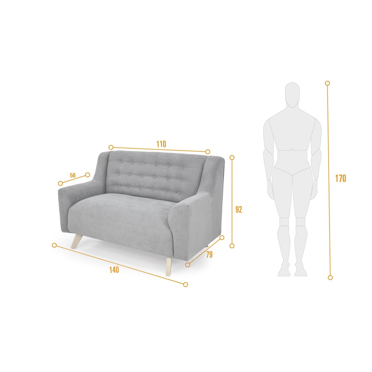Sofá Marruecos Trigo Dicosta y Matiz Natural 140x92cm de Dos Puestos con Apoya Brazos