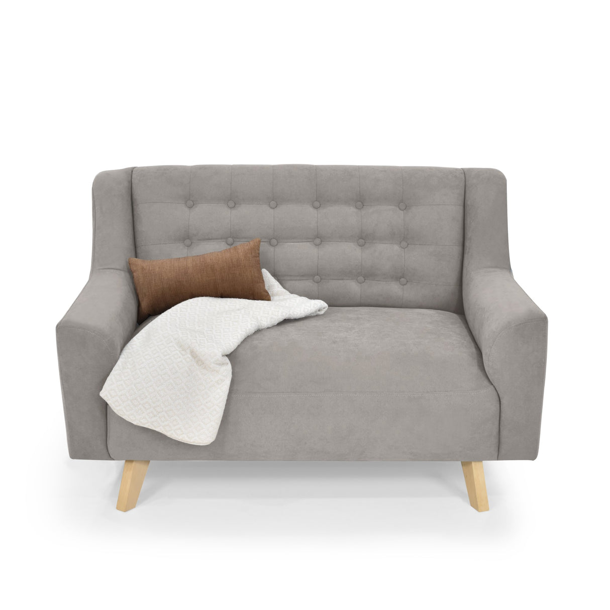 Sofá Marruecos Taupe Dorsey y Matiz Natural 140x92cm de Dos Puestos con Apoya Brazos