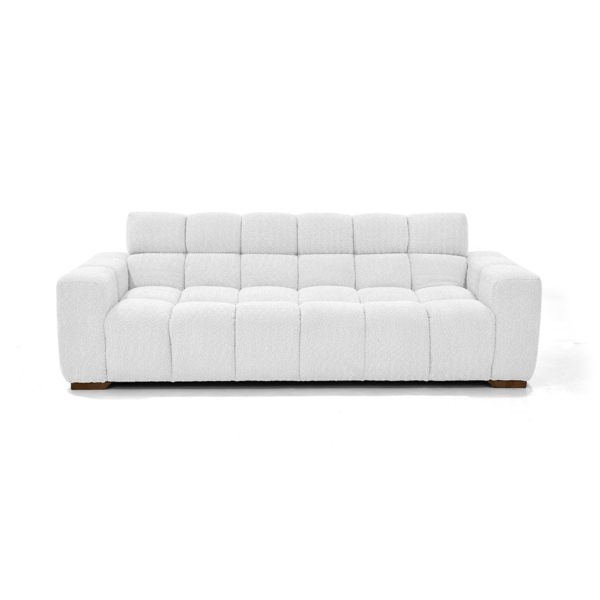 Sofá Cama Miami Blanco Shaggy y Matiz Caoba 228x78cm de Tres Puestos Reclinable con Apoya Brazos
