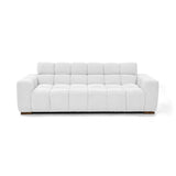 Sofá Cama Miami Blanco Shaggy y Matiz Caoba 228x78cm de Tres Puestos Reclinable con Apoya Brazos