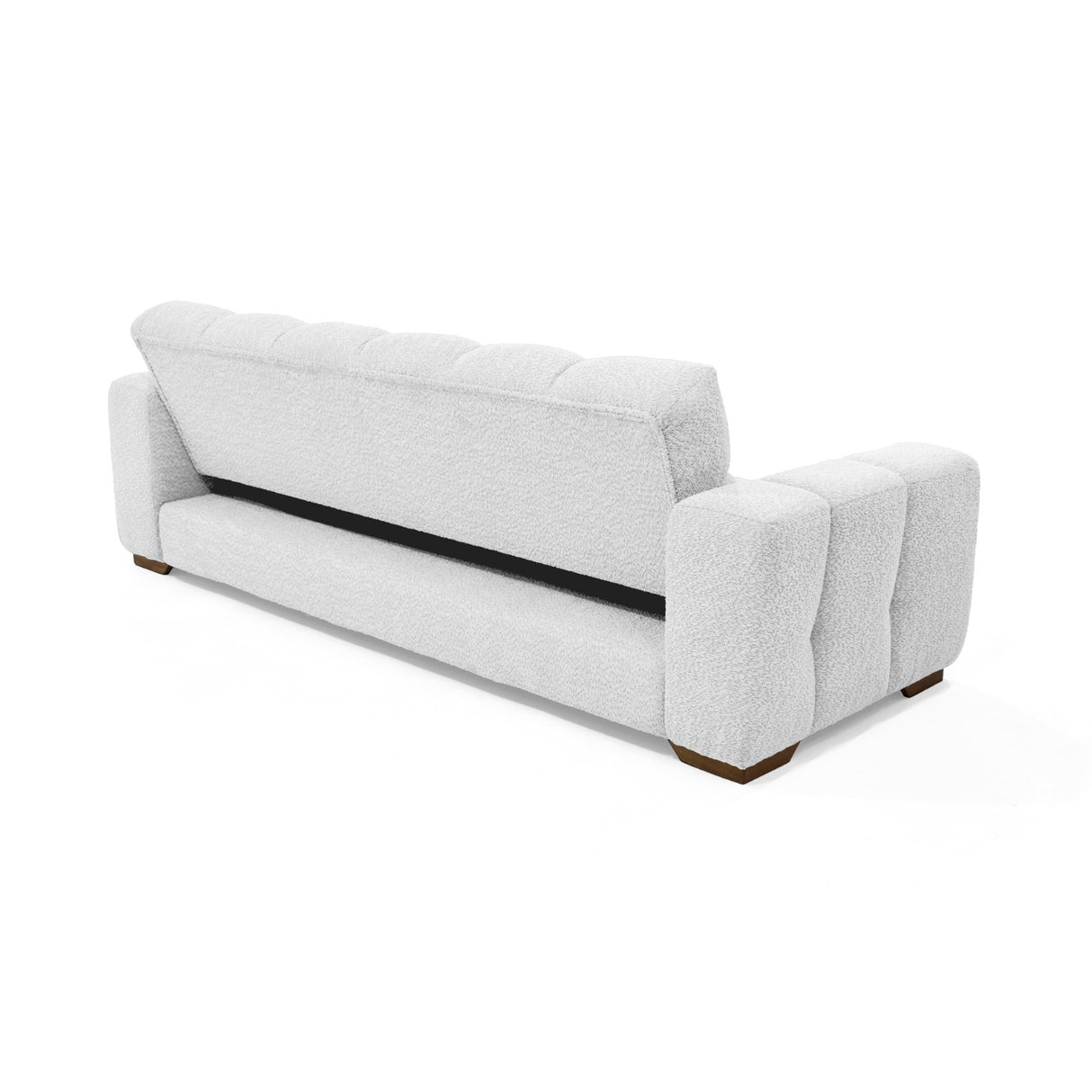 Sofá Cama Miami Blanco Shaggy y Matiz Caoba 228x78cm de Tres Puestos Reclinable con Apoya Brazos