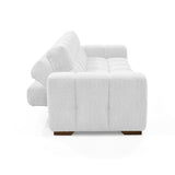 Sofá Cama Miami Blanco Shaggy y Matiz Caoba 228x78cm de Tres Puestos Reclinable con Apoya Brazos