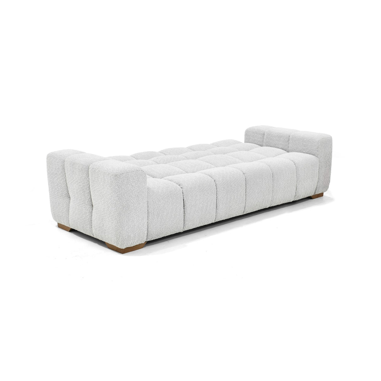 Sofá Cama Miami Blanco Shaggy y Matiz Caoba 228x78cm de Tres Puestos Reclinable con Apoya Brazos
